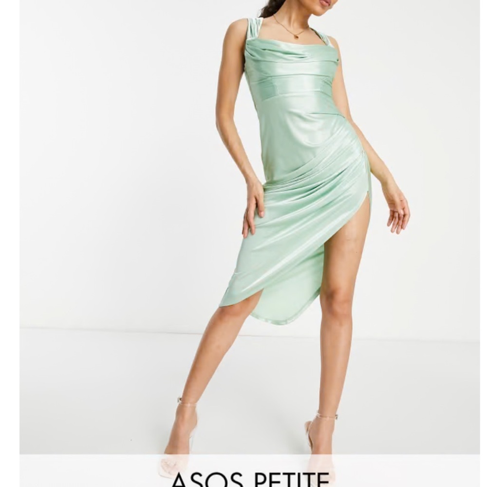 ASOS Petite Green Shiny Dress